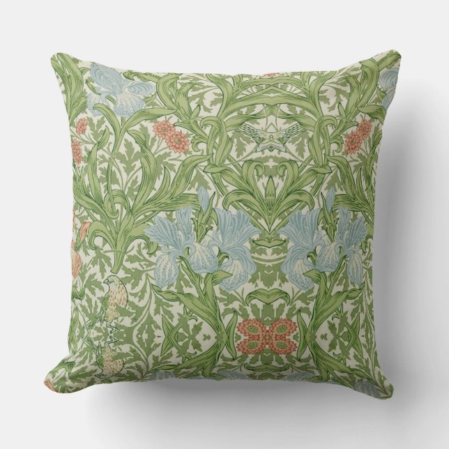 William Morris Blume Foliage Birds Blue Kissen (Vorderseite)