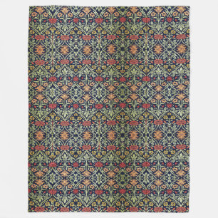 William Morris Blumen Laub Grün Gelb Rot Fleecedecke