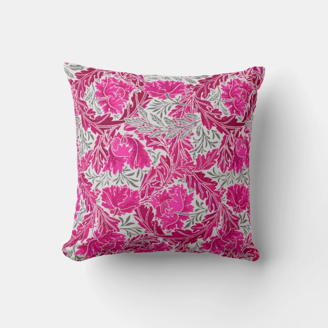 William Morris-Blumen-, pinkfarbenes rosa u. Kissen (Vorderseite)