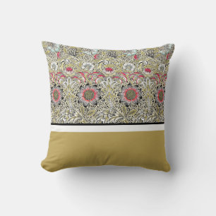 William Morris Blumen Rot Gelb Schwarz Kissen