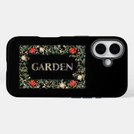 William Morris Blumengarten Motto und Rahmen iPhone 16 Hülle