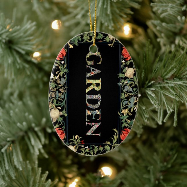 William Morris Blumengarten Motto und Rahmen Keramik Ornament (Baum)