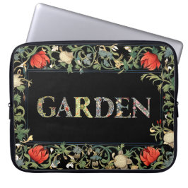 William Morris Blumengarten Motto und Rahmen Laptopschutzhülle