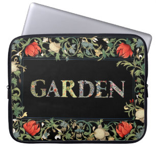 William Morris Blumengarten Motto und Rahmen Laptopschutzhülle