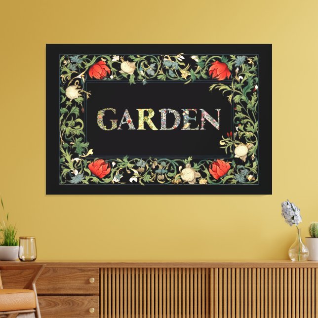 William Morris Blumengarten Motto und Rahmen Leinwanddruck (Insitu (Wohnzimmer))