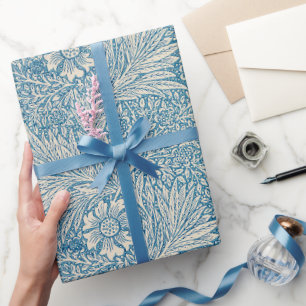 William Morris Blumenmuster Blumen Blau Weiß   Geschenkpapier
