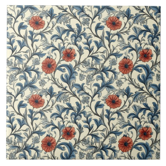 William Morris Blumenmuster  Fliese (Vorderseite)