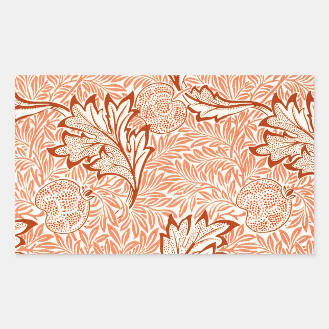 William Morris Botanical Apple Design Rechteckiger Aufkleber (Vorderseite)