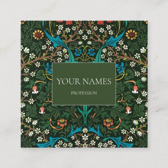 WILLIAM MORRIS BOTANICAL PATTERING BUSINESS CARD QUADRATISCHE VISITENKARTE (Vorderseite)