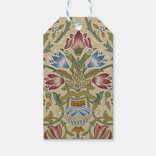 William Morris Brocade Floral Wallpaper Pattern Geschenkanhänger (Vorderseite)
