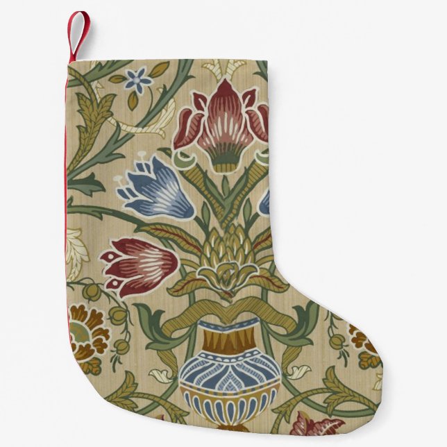 William Morris Brocade Floral Wallpaper Pattern Kleiner Weihnachtsstrumpf (Vorderseite)