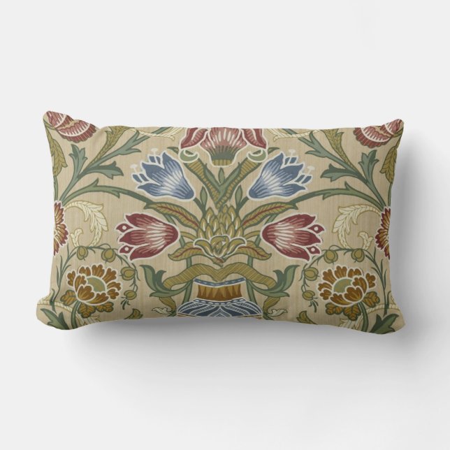 William Morris Brocade Floral Wallpaper Pattern Lendenkissen (Vorderseite)
