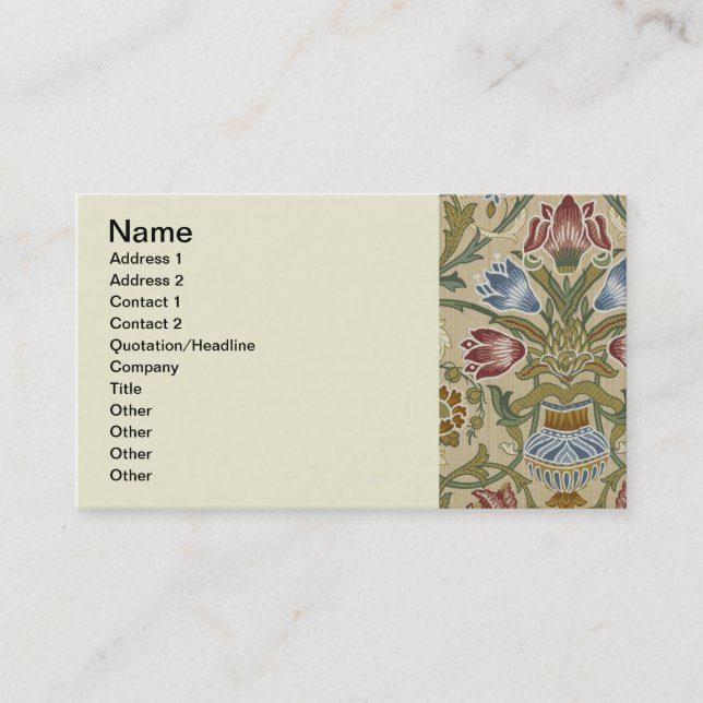 William Morris Brocade Floral Wallpaper Pattern Visitenkarte (Vorderseite)