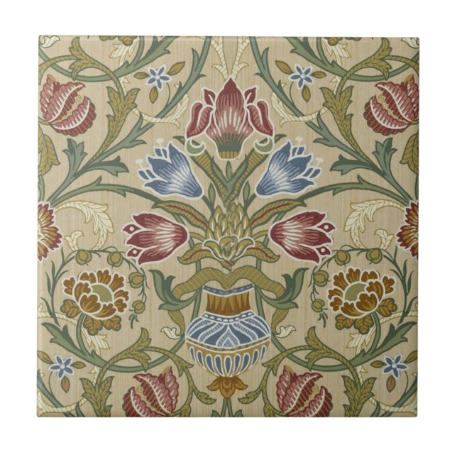 William Morris Brokat Blumen Tapetenmuster Fliese (Vorderseite)