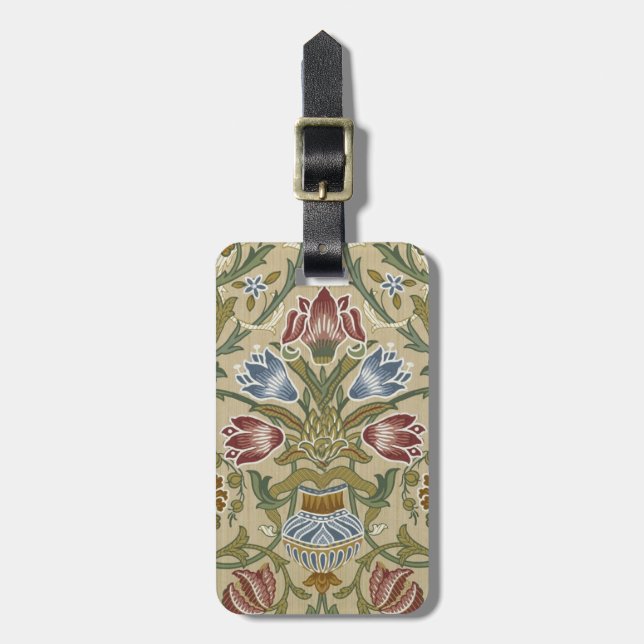 William Morris Brokat Blumen Tapetenmuster Gepäckanhänger (Vorderseite vertikal)
