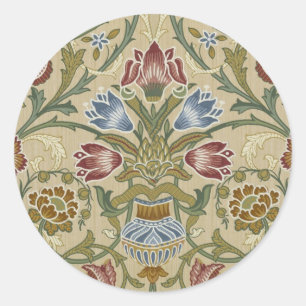 William Morris Brokat Blumen Tapetenmuster Runder Aufkleber