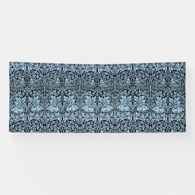 William Morris Brother Rabbit Hellblau Schwarz Banner (Horizontal)