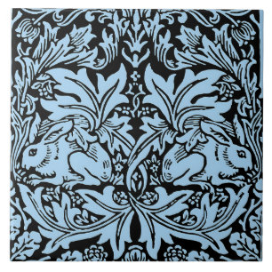William Morris Brother Rabbit Hellblau Schwarz Fliese