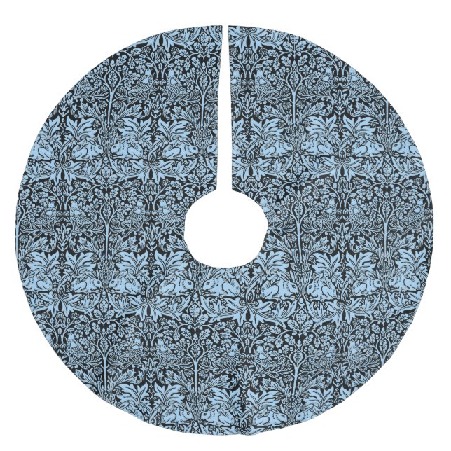 William Morris Brother Rabbit Hellblau Schwarz Polyester Weihnachtsbaumdecke (Vorderseite)