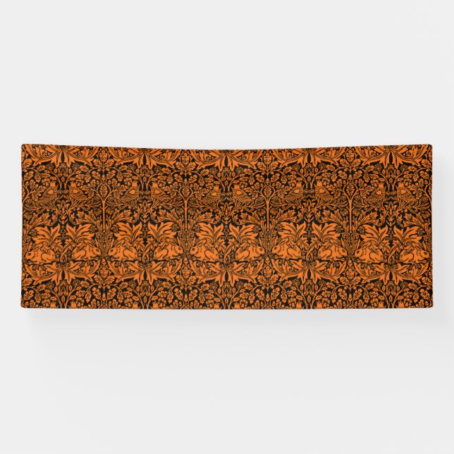 William Morris Brother Rabbit Rust Schwarz Muster Banner (Horizontal)