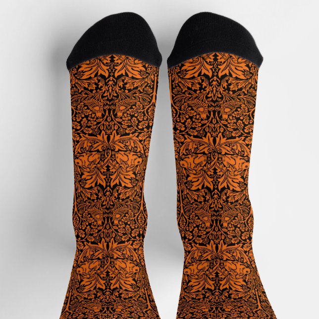 William Morris Brother Rabbit Rust Schwarz Muster Socken (Oben)