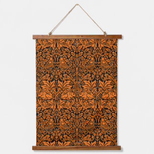 William Morris Brother Rabbit Rust Schwarz Muster Wandteppich Mit Holzrahmen