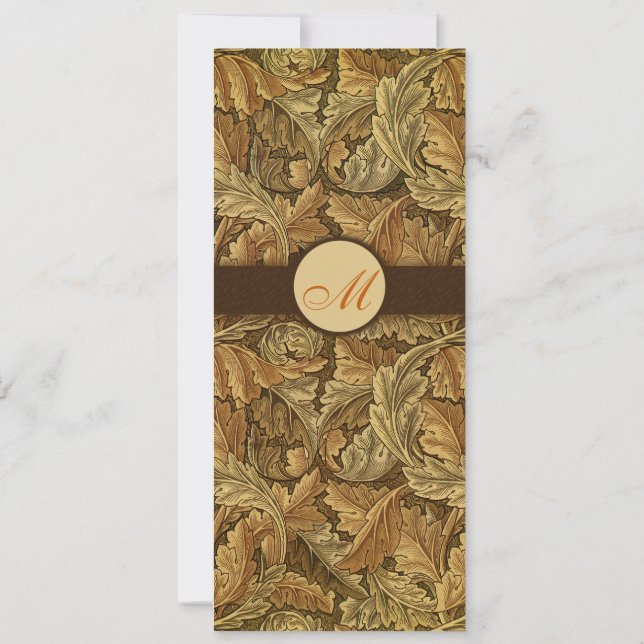 William Morris Brown Blätter Wedding Invitation Einladung (Rückseite)