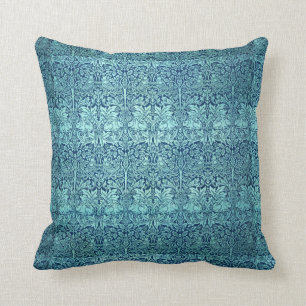 William Morris-Bruder-Kaninchen-Muster im Blau Kissen