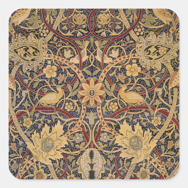 William Morris Bullerswood Imitats Tapestry Quadratischer Aufkleber (Vorderseite)