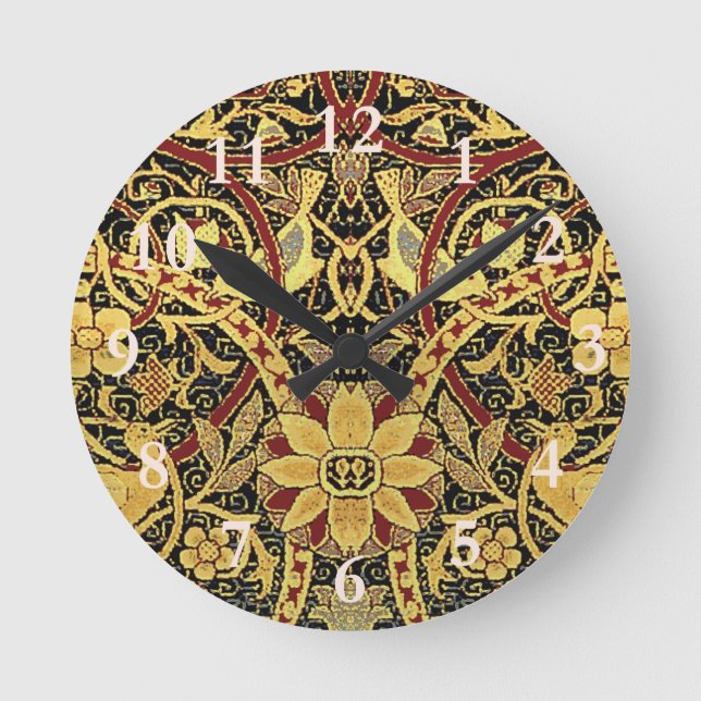 William Morris Bullerswood Imitats Tapestry Runde Wanduhr (Vorderseite)
