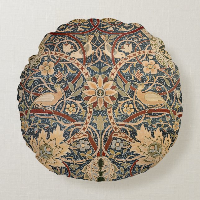 William Morris Bullerswood Imitats Tapestry Rundes Kissen (Vorderseite)