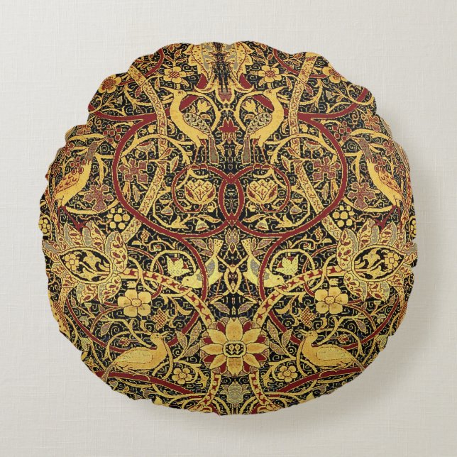 William Morris Bullerswood Imitats Tapestry Rundes Kissen (Vorderseite)
