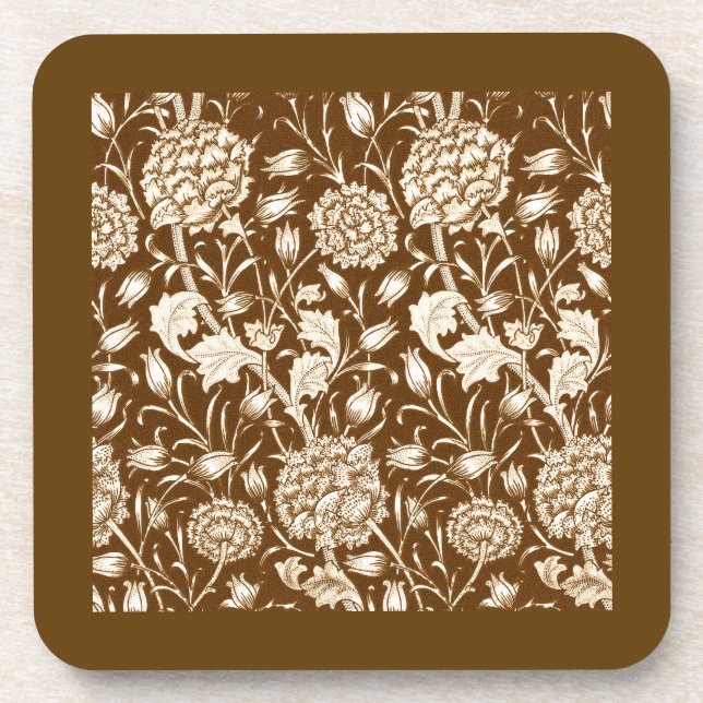 William Morris Carnation Print, Schokolade Brown Getränkeuntersetzer (Vorderseite)