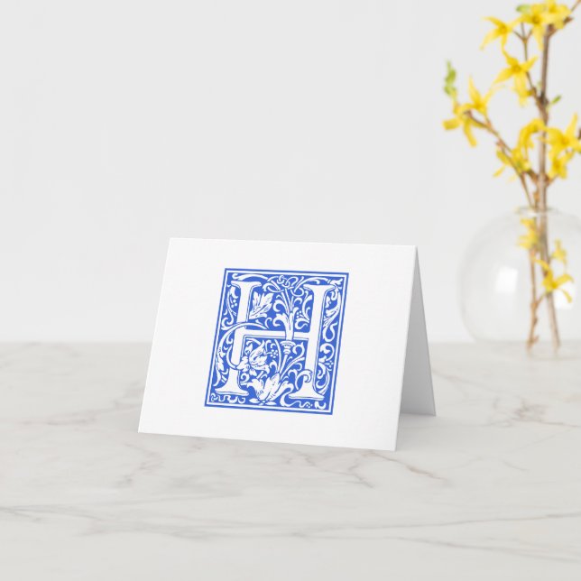 William Morris Carte H initiale et enveloppe Willi (Fleur jaune)