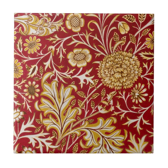 William Morris Cherwell Floral Pattern Red Fliese (Vorderseite)