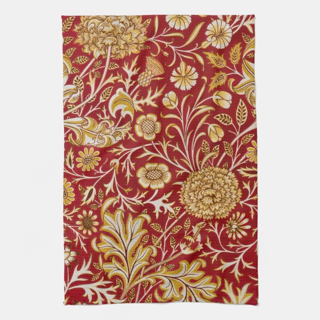 William Morris Cherwell Floral Pattern Red Geschirrtuch (Vertikal)