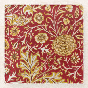 William Morris Cherwell Floral Pattern Red Glasuntersetzer