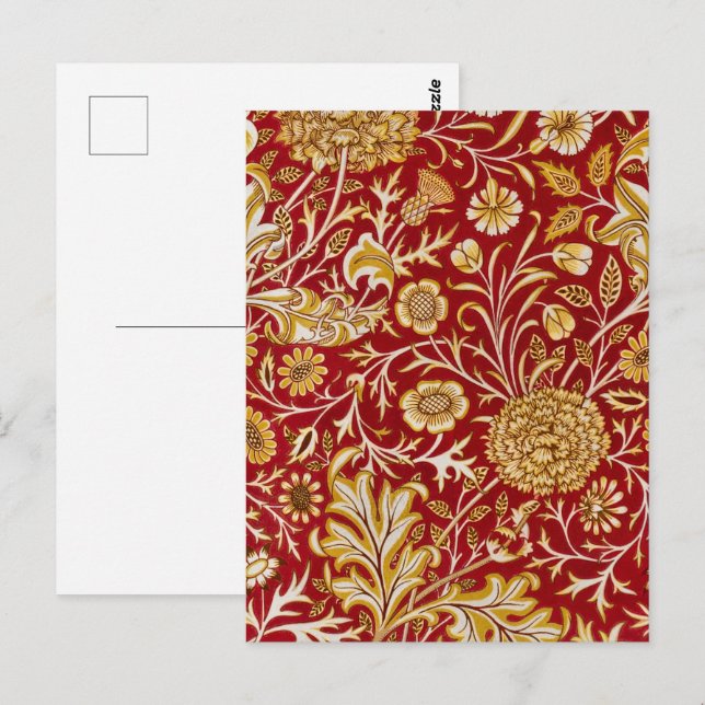 William Morris Cherwell Floral Pattern Red Postkarte (Vorne/Hinten)