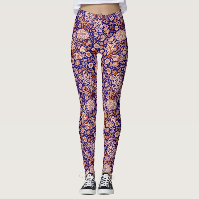 William Morris "Cherwell" Muster in Blau Leggings (Vorderseite)