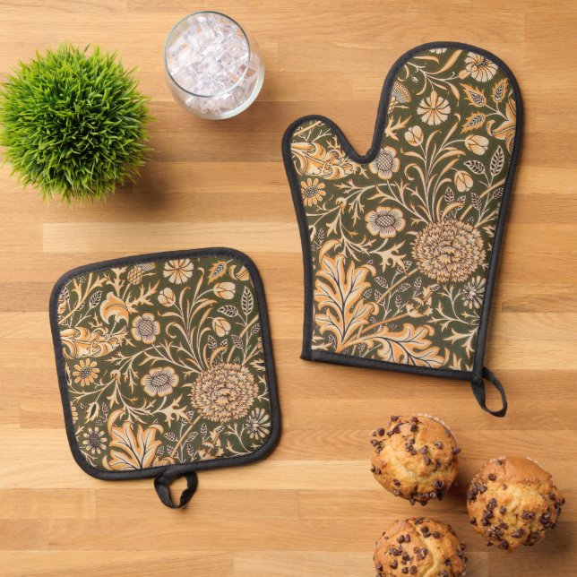 William Morris Cherwell Wallpaper Pattern Ofenhandschuh & Topflappen-Set (Oben Unten)