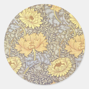 William Morris Chrysantheme-Mums Blumen Runder Aufkleber