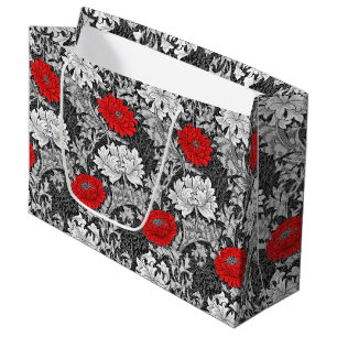 William Morris Chrysanthemen, grau und rot Große Geschenktüte