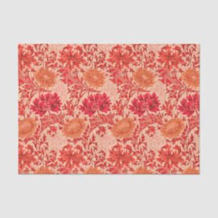 William Morris-Chrysanthemen, korallenrote Orange Seidenpapier