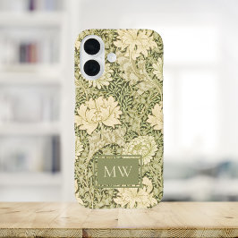 William Morris Chrysanthemum Custom Monogram iPhone 16 Hülle