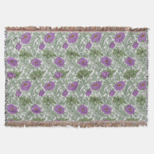 William Morris Chrysanthemum Floral Lila Green Decke