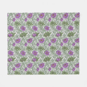 William Morris Chrysanthemum Floral Lila Green Fleecedecke