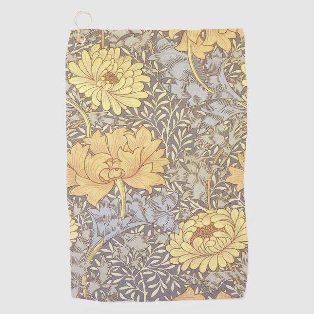 William Morris Chrysanthemum Mum Blume Golfhandtuch (Vorderseite)