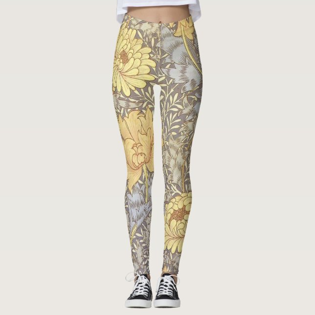 William Morris Chrysanthemum Mum Blume Leggings (Vorderseite)