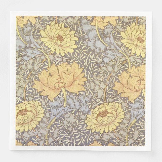 William Morris Chrysanthemum Mum Blume Serviette (Vorderseite)