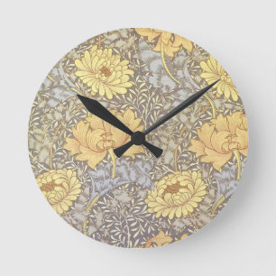William Morris Chrysanthemum-Mutterblumen Runde Wanduhr